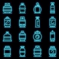 bouteilles de gaz, icônes, ensemble, vecteur, néon