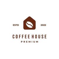 création de logo de maison de café rétro hipster vintage grain de café dans le logo de la maison vecteur