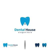 logo de la maison dentaire, maison de la dent, combinaison de la dent avec le concept de conception de logo de la maison moderne