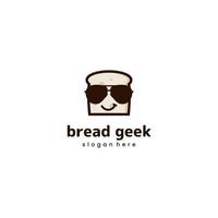 logo de geek de pain, icône de logo de pain avec des lunettes vecteur