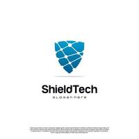 création de logo cyber shield sur fond isolé, bouclier avec concept moderne de logo d'élément technologique vecteur