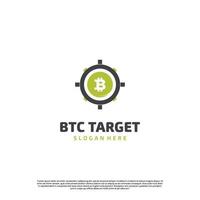 logo de chasse bitcoin, bitcoin avec concept de logo de portée de tireur d'élite vecteur