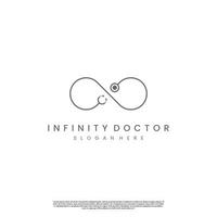 création de logo médecin infini sur fond isolé, symbole infini combiné avec le concept de logo stéthoscope vecteur