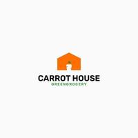 création de logo de maison de carotte. pour les vendeurs, les fournisseurs, les agriculteurs, les centres de marché, l'illustration de la conception d'une ferme maraîchère vecteur