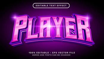 effet de texte 3d du joueur avec couleur violette et effet de lumière
