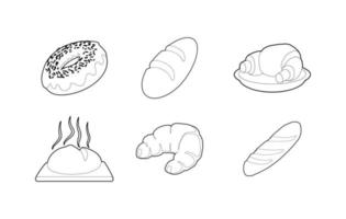 jeu d'icônes de boulangerie, style de contour vecteur