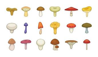 jeu d'icônes de champignons, style cartoon vecteur