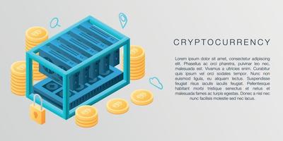 bannière de concept de crypto-monnaie, style isométrique vecteur