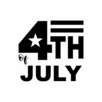 4 juillet icône de la fête de l'indépendance style noir et blanc vecteur
