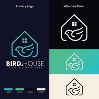 création de logo de maison d'oiseau simple vecteur