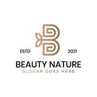 lettre b pour beauté nature logo d'art en ligne avec symbole de feuille, lettre b pour logo botanique ou bio peut être utilisé spa, salon de beauté, cosmétiques vecteur