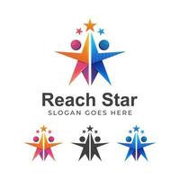 logo couleur moderne de l'étoile de portée ou du rêve d'atteindre, logo des enfants de l'étoile de la réussite commerciale