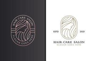 ensemble de logo de salon de coiffure beauté et femme, style d'art de ligne de logo beauté cheveux longs vecteur