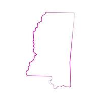 carte du Mississippi sur fond blanc vecteur
