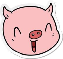 autocollant d'un visage de cochon de dessin animé vecteur