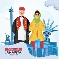 design plat salutations d'anniversaire de jakarta vecteur