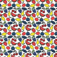 modèle sans couture avec des icônes de fruits. motif de fruits de doodle coloré. fond de nourriture vecteur