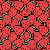 motif fraise sans soudure. vecteur de doodle avec des icônes de fraise. motif fraise vintage