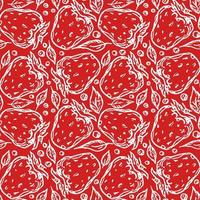 motif fraise sans soudure. vecteur de doodle avec des icônes de fraises. modèle de fraises vintage