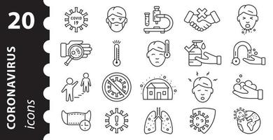 ensemble d'icônes de coronavirus. coronavirus 2019-ncov. symboles vectoriels isolés. vecteur