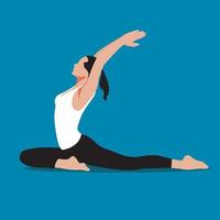 illustration vectorielle femme faisant des exercices de yoga. élongation. méditation. fond isolé. vecteur