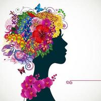 belle jeune femme avec des fleurs tropicales dans les cheveux de l'héritier. carte de voeux d'illustration vectorielle beauté et mode. vecteur