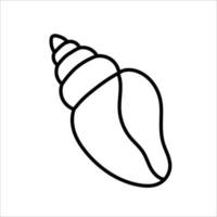 vecteur coquillage noir et blanc. contour coquillage. élément de clipart de contour d'été. jolie illustration pour les enfants ou la page de coloriage. objet de plage de vacances.