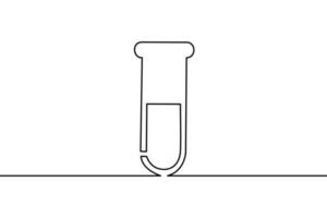 dessin en ligne continu d'une ampoule de verre de laboratoire sur fond blanc. vecteur