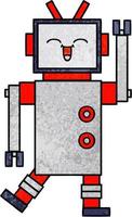 robot de dessin animé de texture grunge rétro vecteur