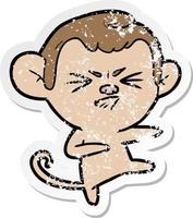 autocollant en détresse d'un singe en colère de dessin animé vecteur