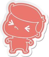 autocollant de dessin animé d'un bébé croix mignon kawaii vecteur