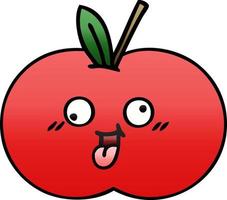 pomme rouge dessin animé ombré dégradé vecteur