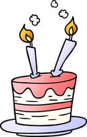 doodle cartoon dégradé d'un gâteau d'anniversaire vecteur