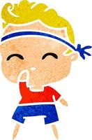dessin animé rétro de kawaii mignon garçon de remise en forme vecteur