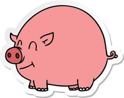 autocollant d'un cochon de dessin animé dessiné à la main excentrique vecteur