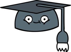 chapeau de graduation de dessin animé mignon vecteur