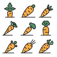 icônes de carottes définies vecteur plat