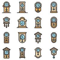 horloge pendule icons set vecteur plat