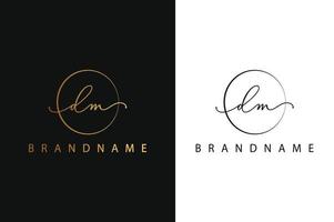 dm dm logo dessiné à la main de la signature initiale, de la mode, des bijoux, de la photographie, de la boutique, du script, du mariage, du modèle de logo vectoriel créatif floral et botanique pour toute entreprise ou entreprise.