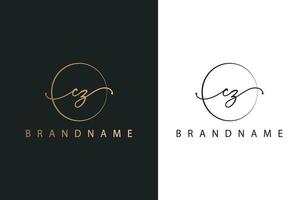 cz cz logo dessiné à la main de la signature initiale, de la mode, des bijoux, de la photographie, de la boutique, du script, du mariage, du modèle de logo vectoriel créatif floral et botanique pour toute entreprise ou entreprise.