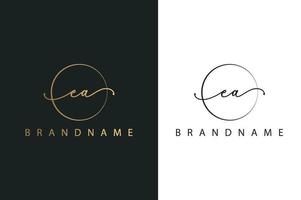 ea ea logo dessiné à la main de la signature initiale, de la mode, des bijoux, de la photographie, de la boutique, du script, du mariage, du modèle de logo vectoriel créatif floral et botanique pour toute entreprise ou entreprise.