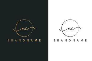 ei ei logo dessiné à la main de la signature initiale, de la mode, des bijoux, de la photographie, de la boutique, du script, du mariage, du modèle de logo vectoriel créatif floral et botanique pour toute entreprise ou entreprise.