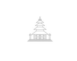 icône de temple balinais en ligne mince isolée sur fond blanc.temple de batur.ulun danu bratan temple icône de bali vecteur