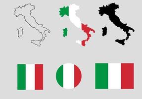 vecteur de jeu d'icônes de carte drapeau italie