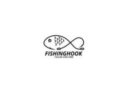 logo simple de pêche au poisson et à l'hameçon vecteur