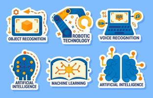 ensemble d'autocollants intelligents artificiels colorés vecteur