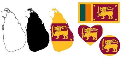 république socialiste démocratique du sri lanka carte drapeau jeu d'icônes vecteur