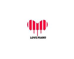 icône du logo du piano d'amour vecteur