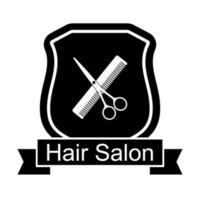 logo de salon de coiffure avec ciseaux et peignes vecteur