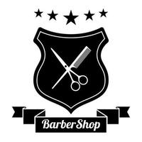 logo pour salon de coiffure, salon de coiffure avec ciseaux et peigne de coiffeur vecteur